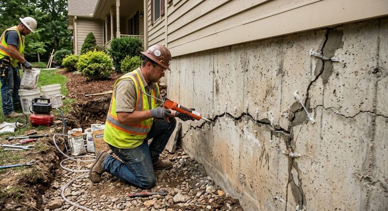 Cracked Foundation Repair in Leavenworth, IN
